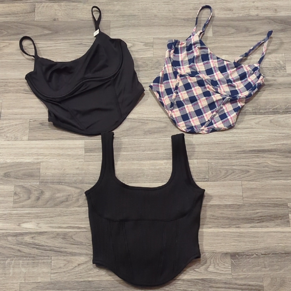 Victoria's Secret Black and Plaid Camisoles